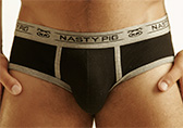 Black/Grey Nasty Pig Fitted Cotton Brief