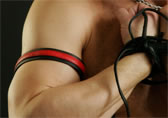 Black/Red Raw Studio Leather Muscle Band