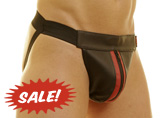 Black / Red Colt Leather Zip Jockstrap