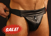 Black / Black Colt Leather Zip Jockstrap