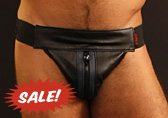 Black / Blue Colt Leather Zip Jockstrap