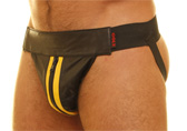 Black - Yellow Colt Leather Zip Jockstrap