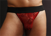 Wine Kinkwear Fishnet Jockstrap