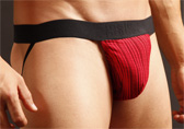 Red Male Power Spandex Rib Jockstrap