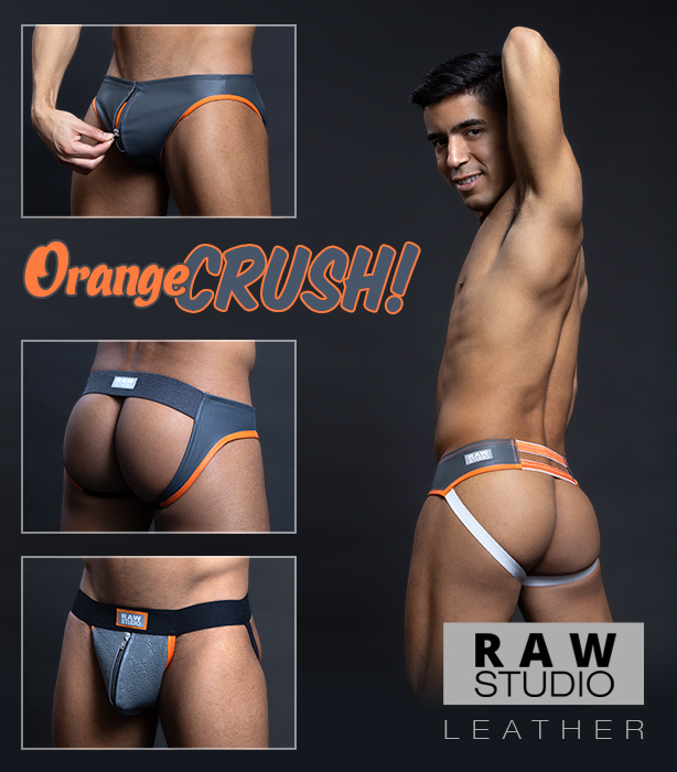 Raw Studio Orange Crush Leather Jockstraps and Cock Rings