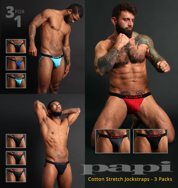 Papi Cotton Stretch Jockstrap 3 Packs