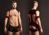 4 Hunks Catcher Lad Mesh Wrestling Singlet with Open Back