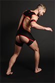 4 Hunks Catcher Lad Mesh Wrestling Singlet with Open Back