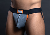 Raw Studio Orange Crush Crocodile Zipper Leather Jockstrap