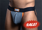 Raw Studio Orange Crush Crocodile Zipper Leather Jockstrap