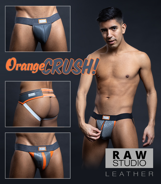 Raw Studio Orange Crush Leather Jockstraps and Cock Rings